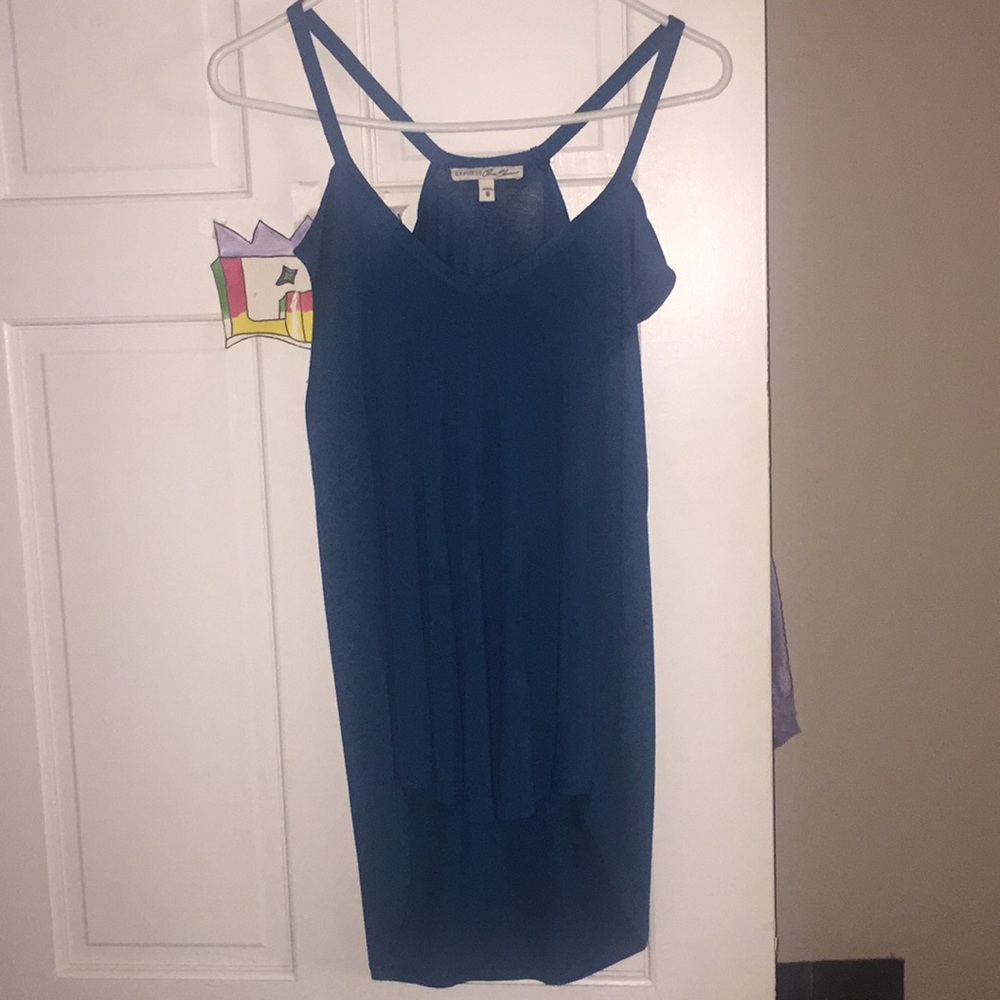 High low all blue top